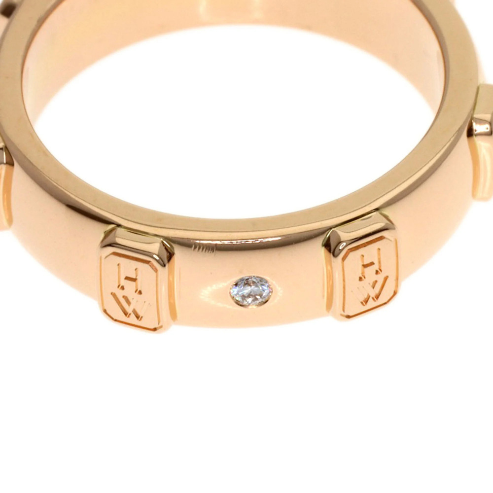 Harry Winston HW Logo Diamond Ring, 18K Pink Gold, Women's - Picture 6 of 7